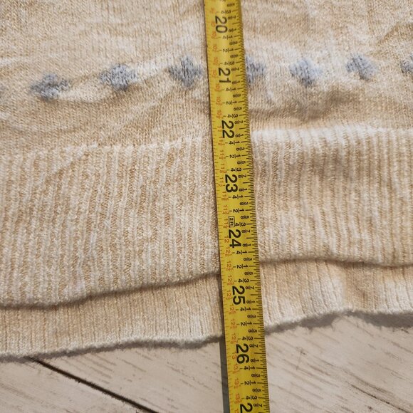 Caslon Winter Sweater Womens Large Knit Wool Blend Fair Isle Off White Buttons - Picture 10 of 10